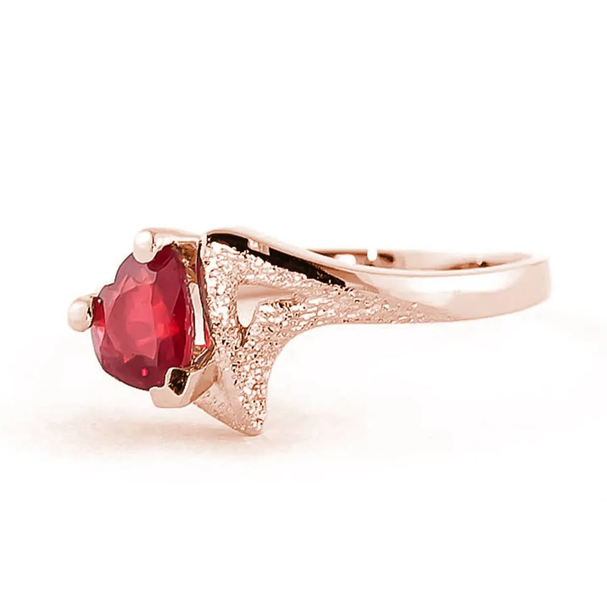 1 Carat 14K Solid Rose Gold Loveheart Ruby Ring