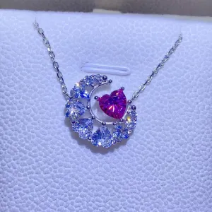 1 Carat Moissanite 925 Sterling Silver Heart Necklace