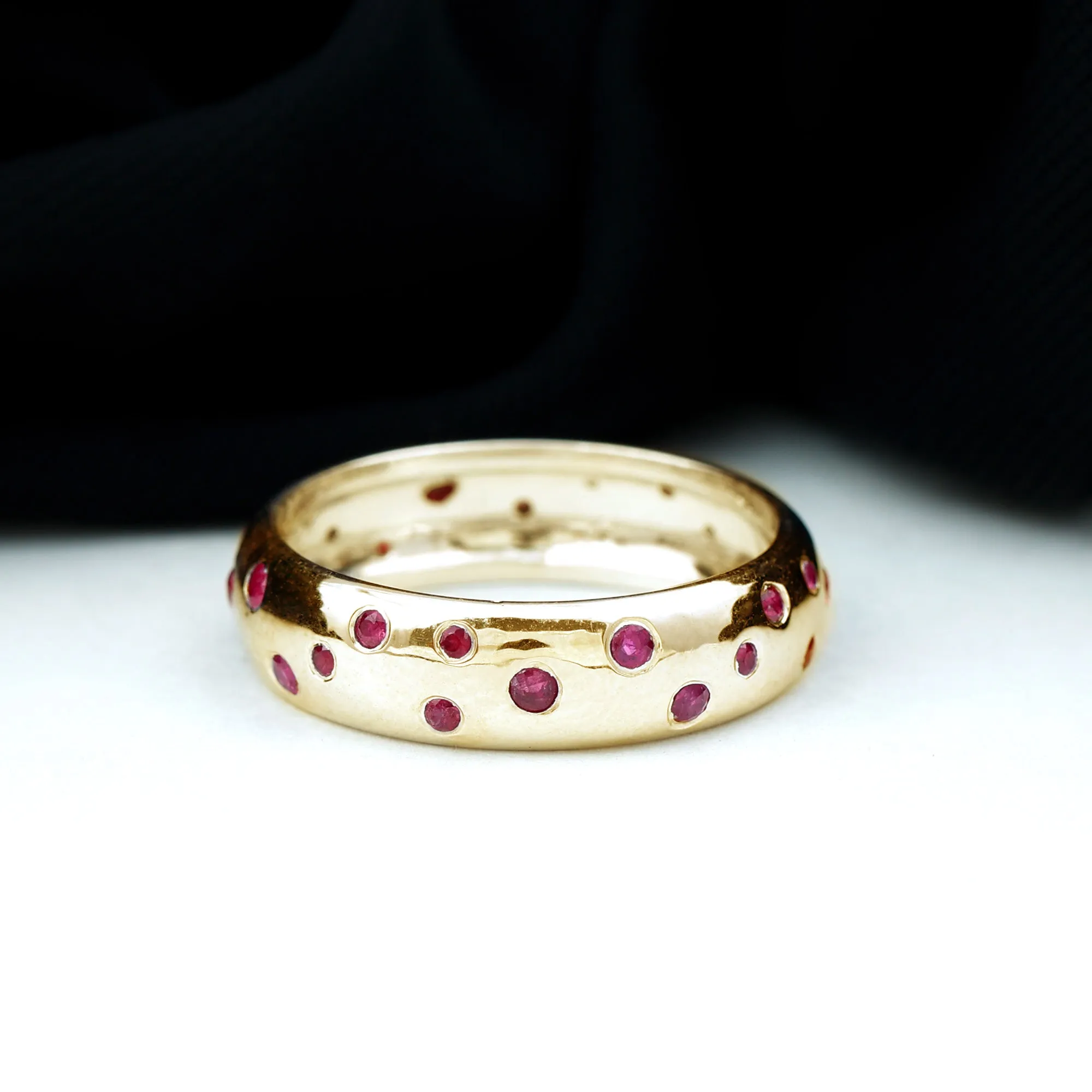 1 CT Scattered Ruby Wedding Band Ring