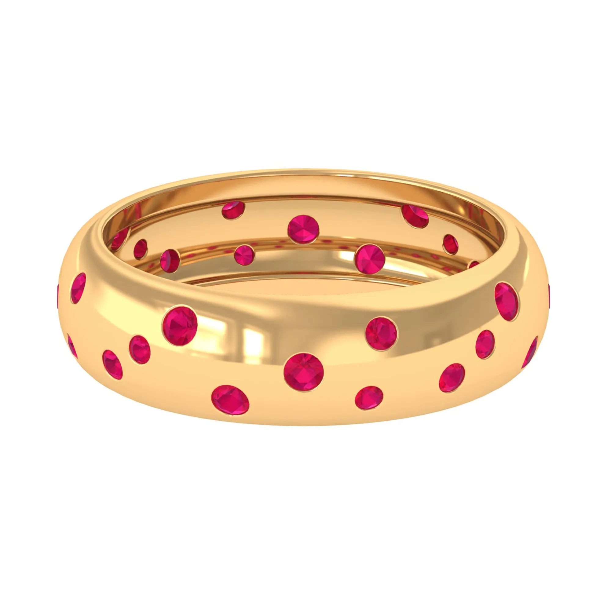 1 CT Scattered Ruby Wedding Band Ring