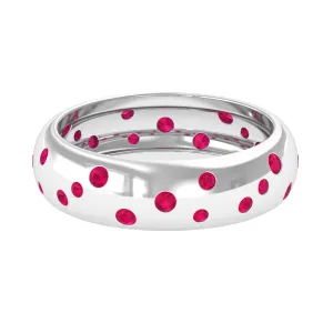 1 CT Scattered Ruby Wedding Band Ring