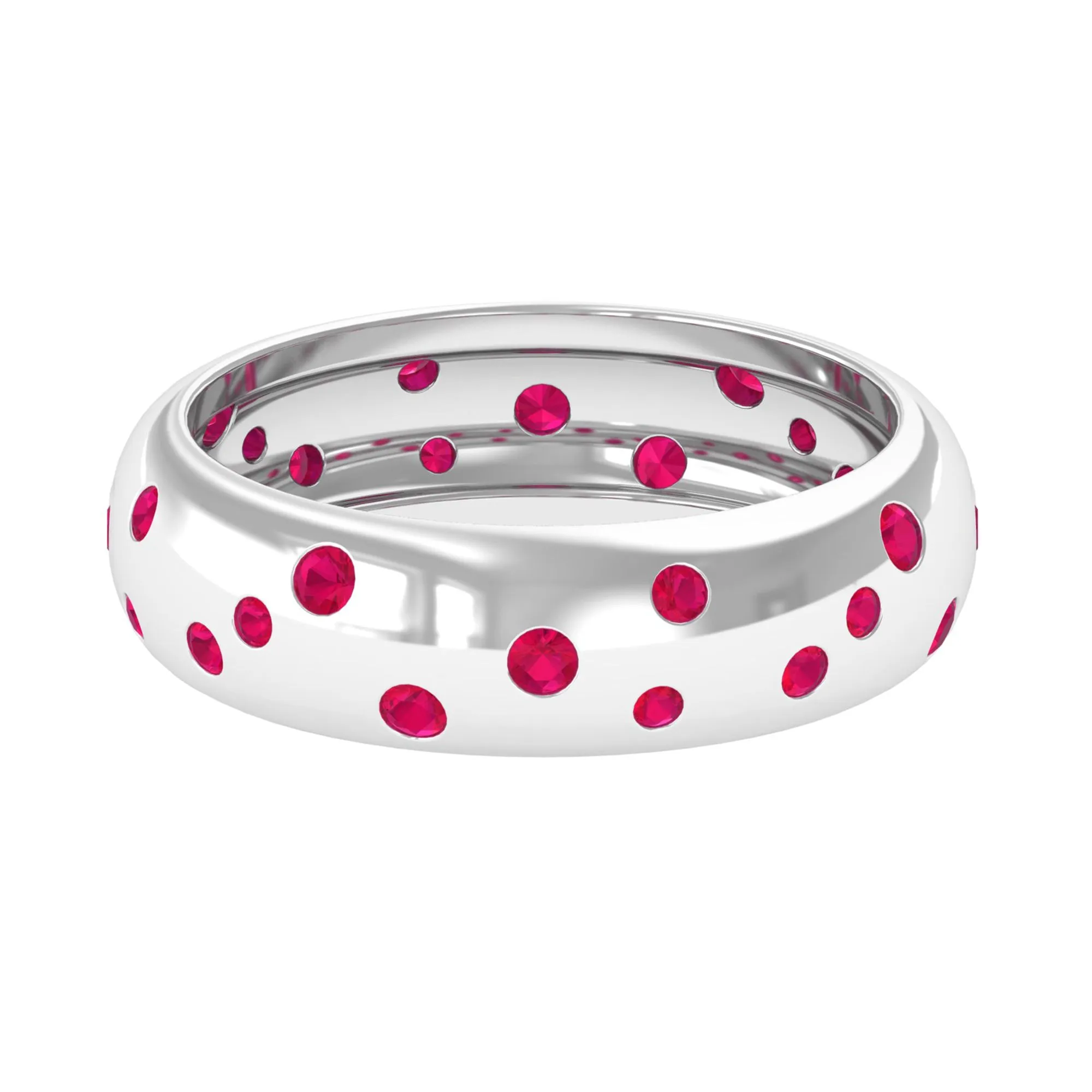 1 CT Scattered Ruby Wedding Band Ring