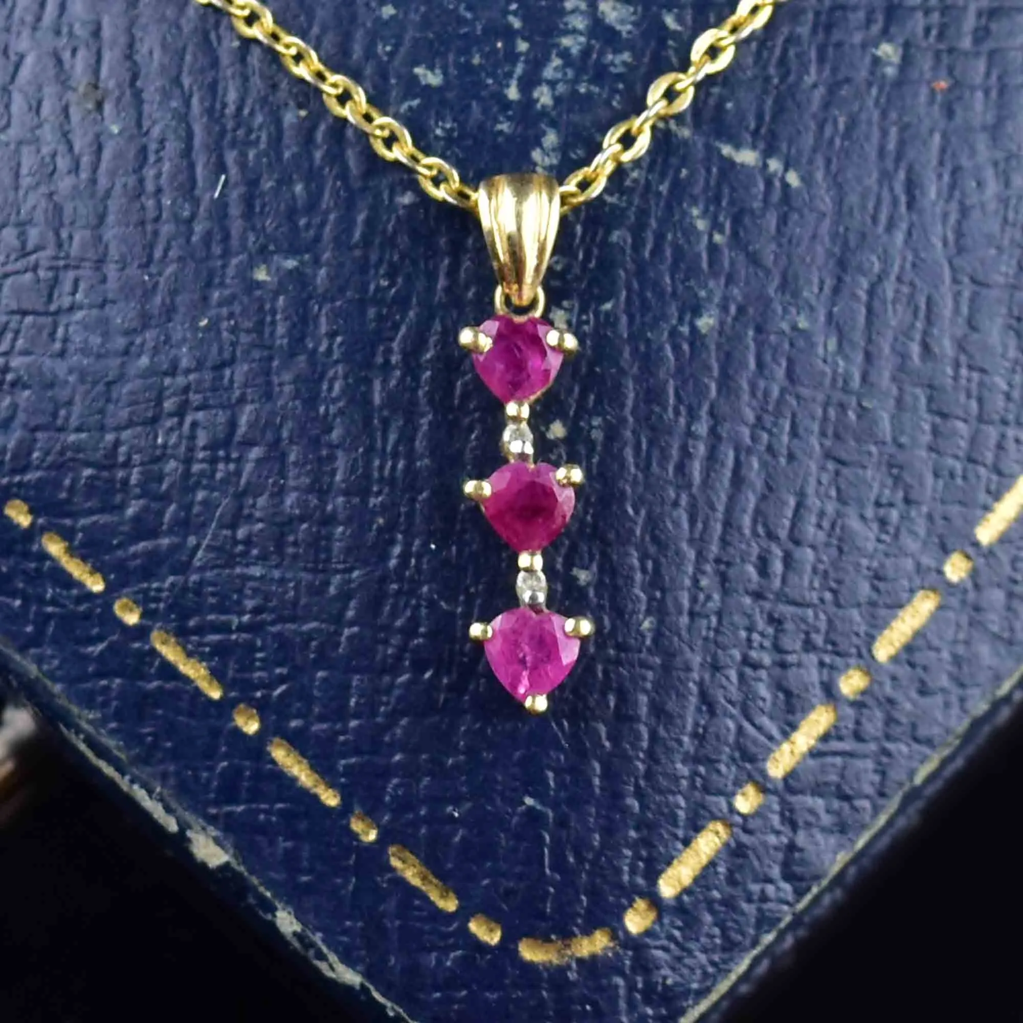 10K Gold Diamond Ruby Journey Pendant Necklace