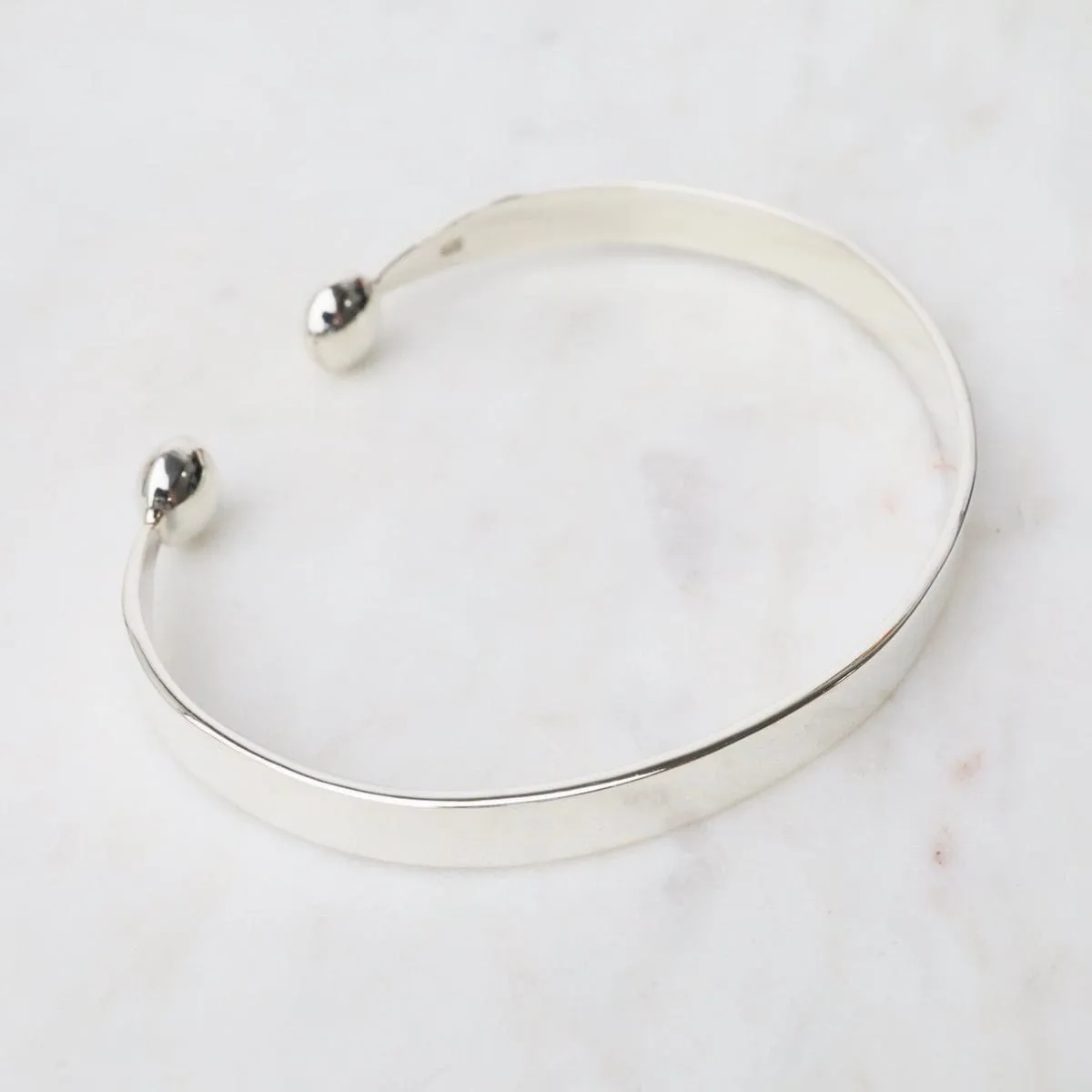 1/2" Simple Sterling Silver Cuff with Ball Ends