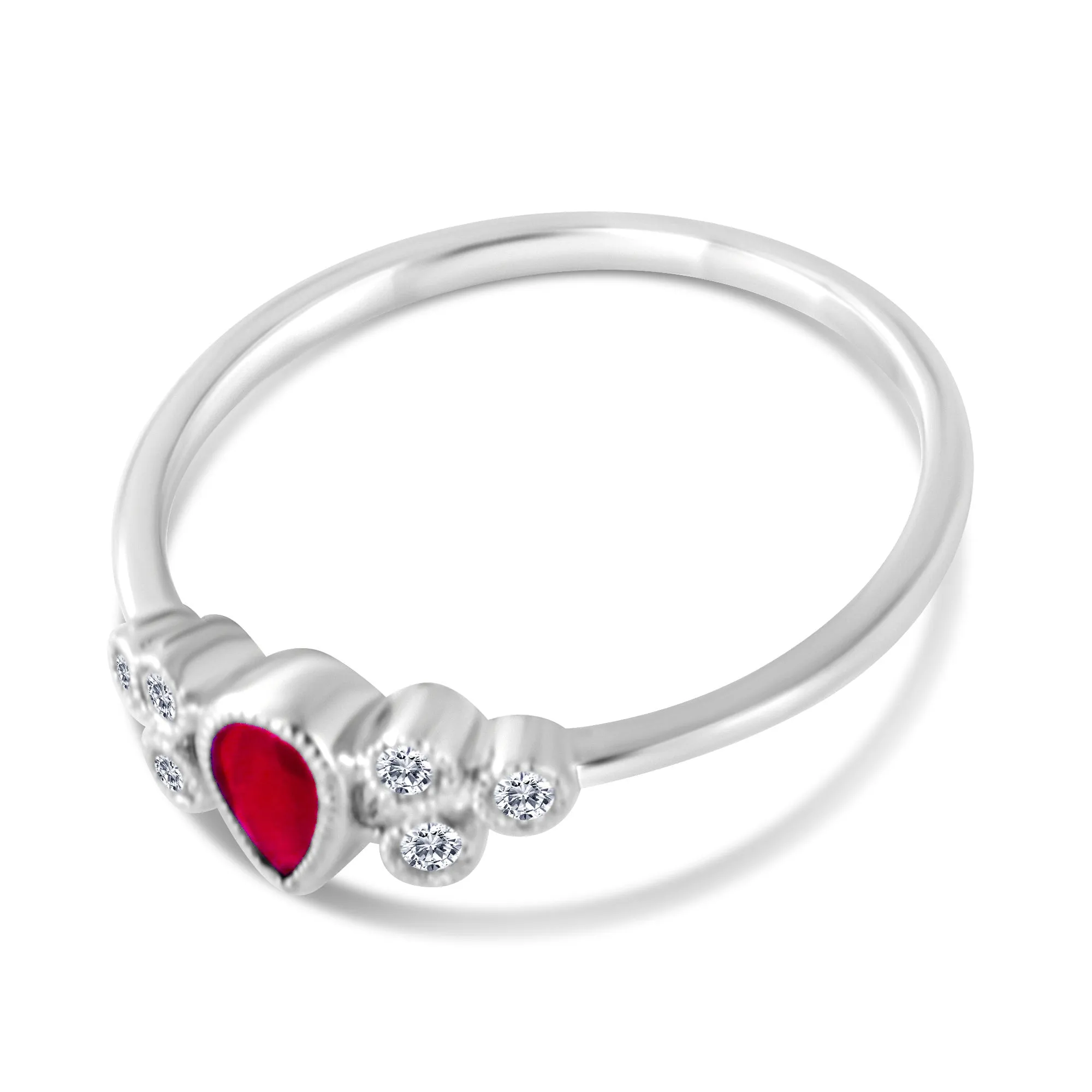 14K DAINTY PEAR RUBY RING  (118R403907W14RU1)