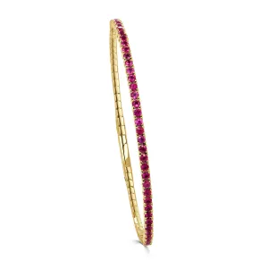 14K Gold & Ruby Flexible Bangle - 1.87ct