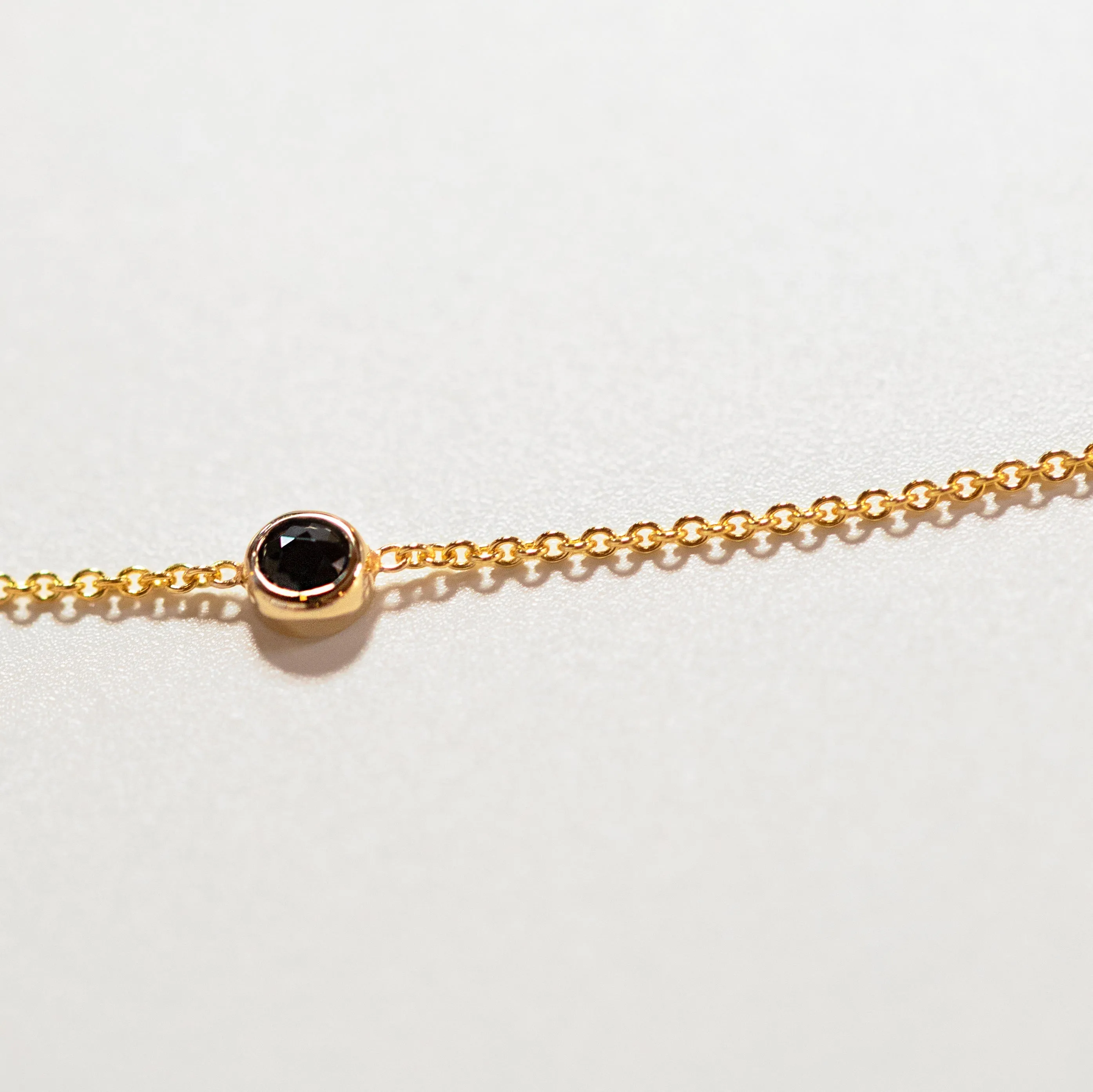 14K Gold Asymmetrical Birthstone Necklace - Onyx (August)