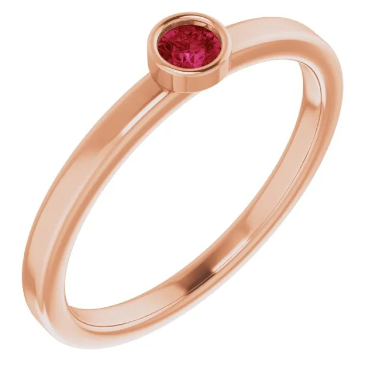 14K Rose 3 mm Natural Ruby Ring