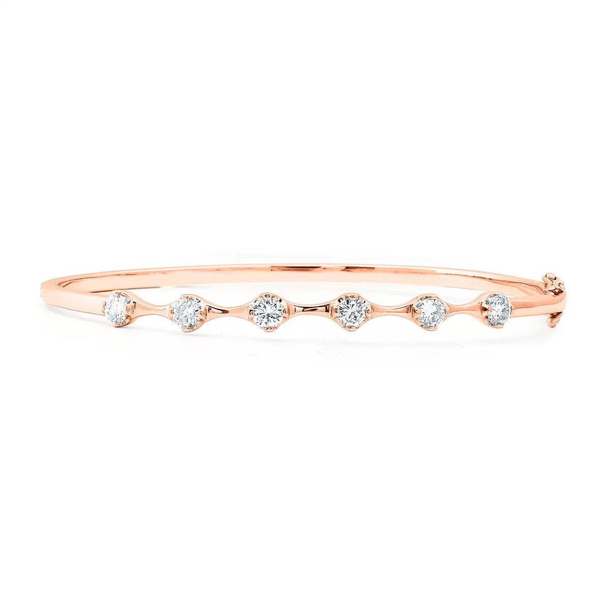 14K Rose Gold Diamond Bangle Bracelet, 1.02 carat