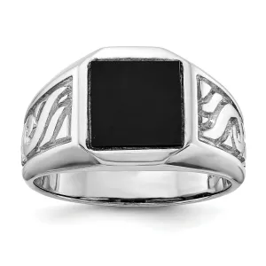 14k White Gold Men's Polished Onyx Ring