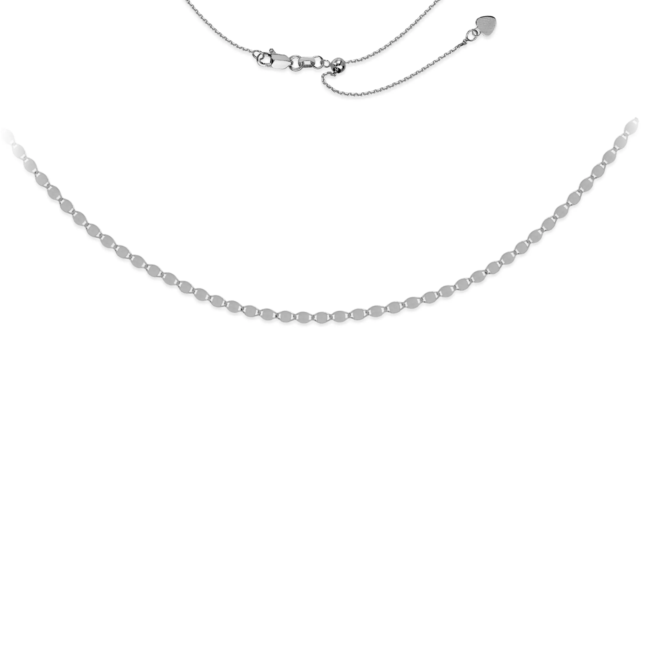 14K White Valentine Link Adjustable Choker