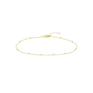 14K Yellow Gold 2.00mm Bead Cable Chain Anklet