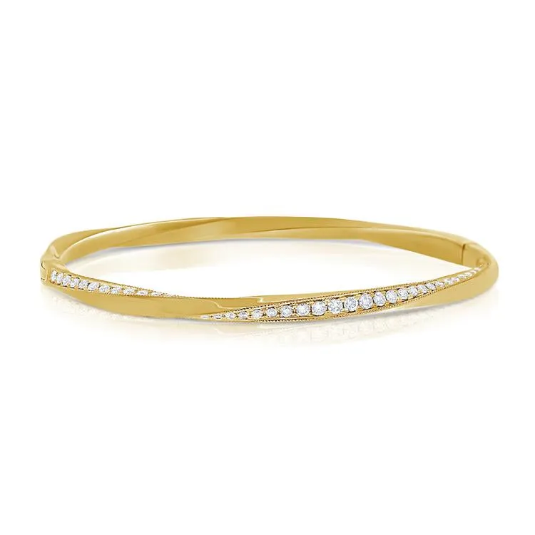 14K Yellow Gold Diamond "Twist" Bangle