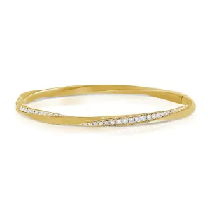 14K Yellow Gold Diamond "Twist" Bangle