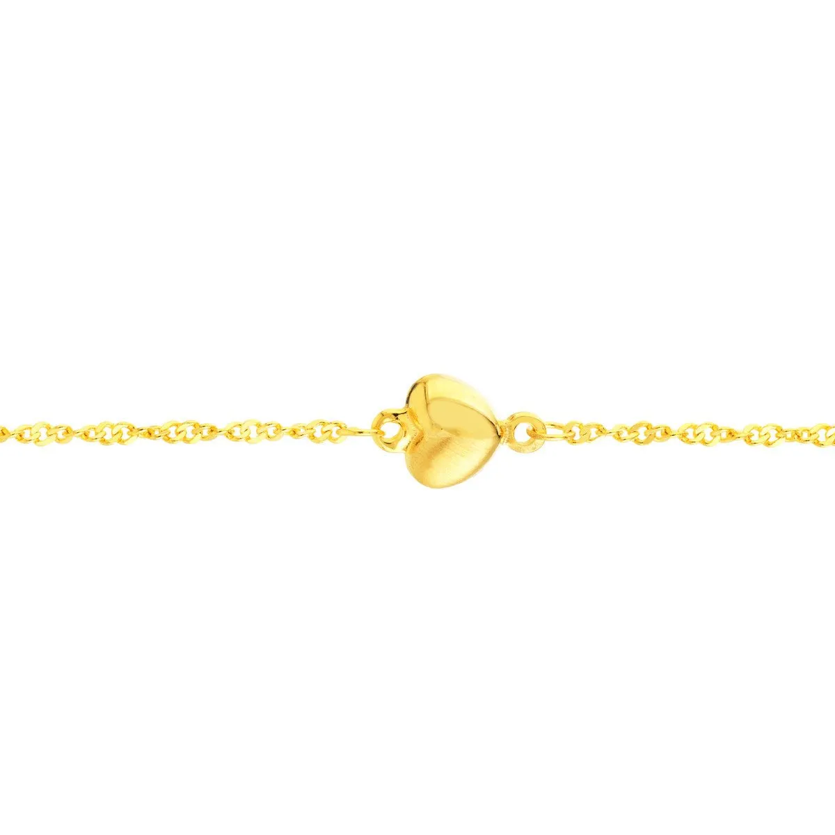 14K Yellow Gold Hearts on Piatto Chain Adjustable Anklet