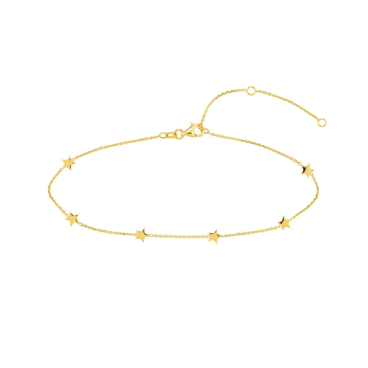 14K Yellow Gold Mini Star Station Anklet