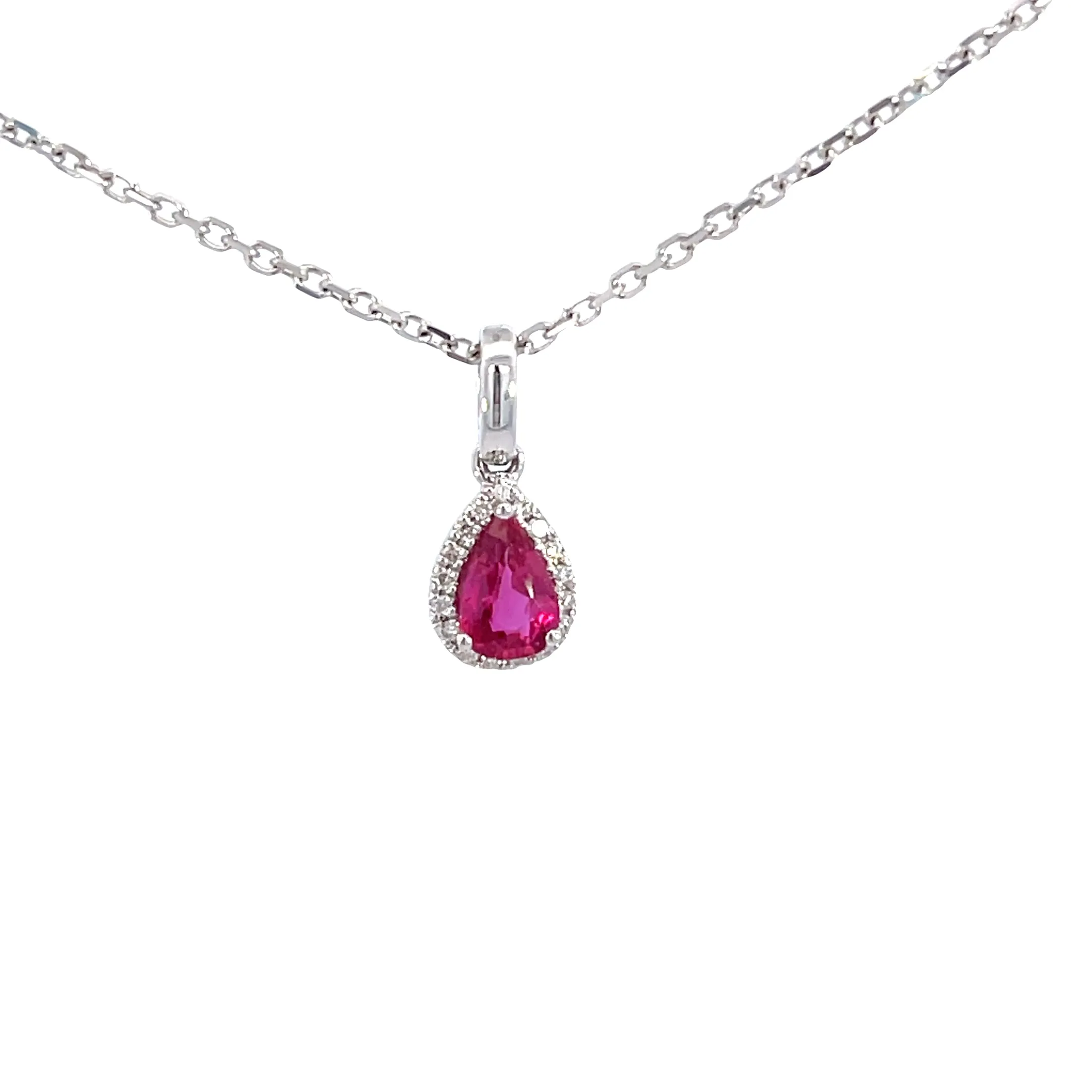 14KW Ruby & Diamond Halo Pendant