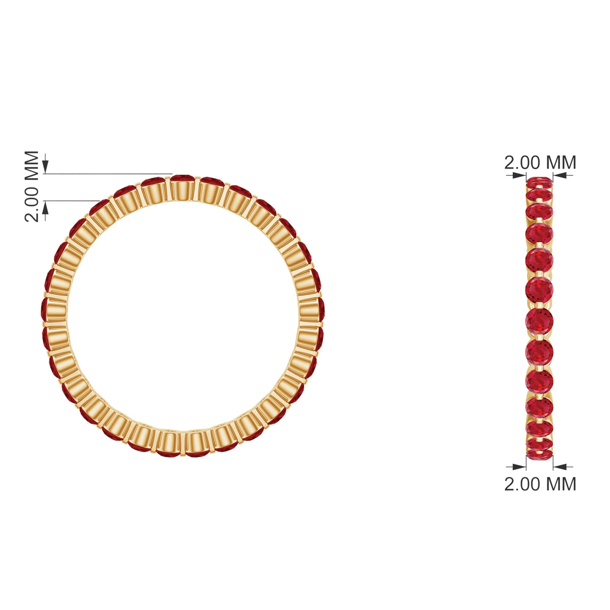 1.5 CT Created Ruby Minimal Eternity Ring in Gold