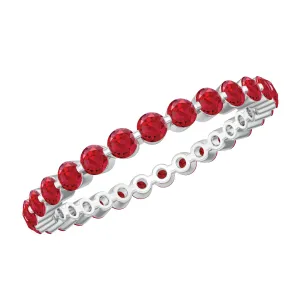 1.5 CT Created Ruby Minimal Eternity Ring in Gold