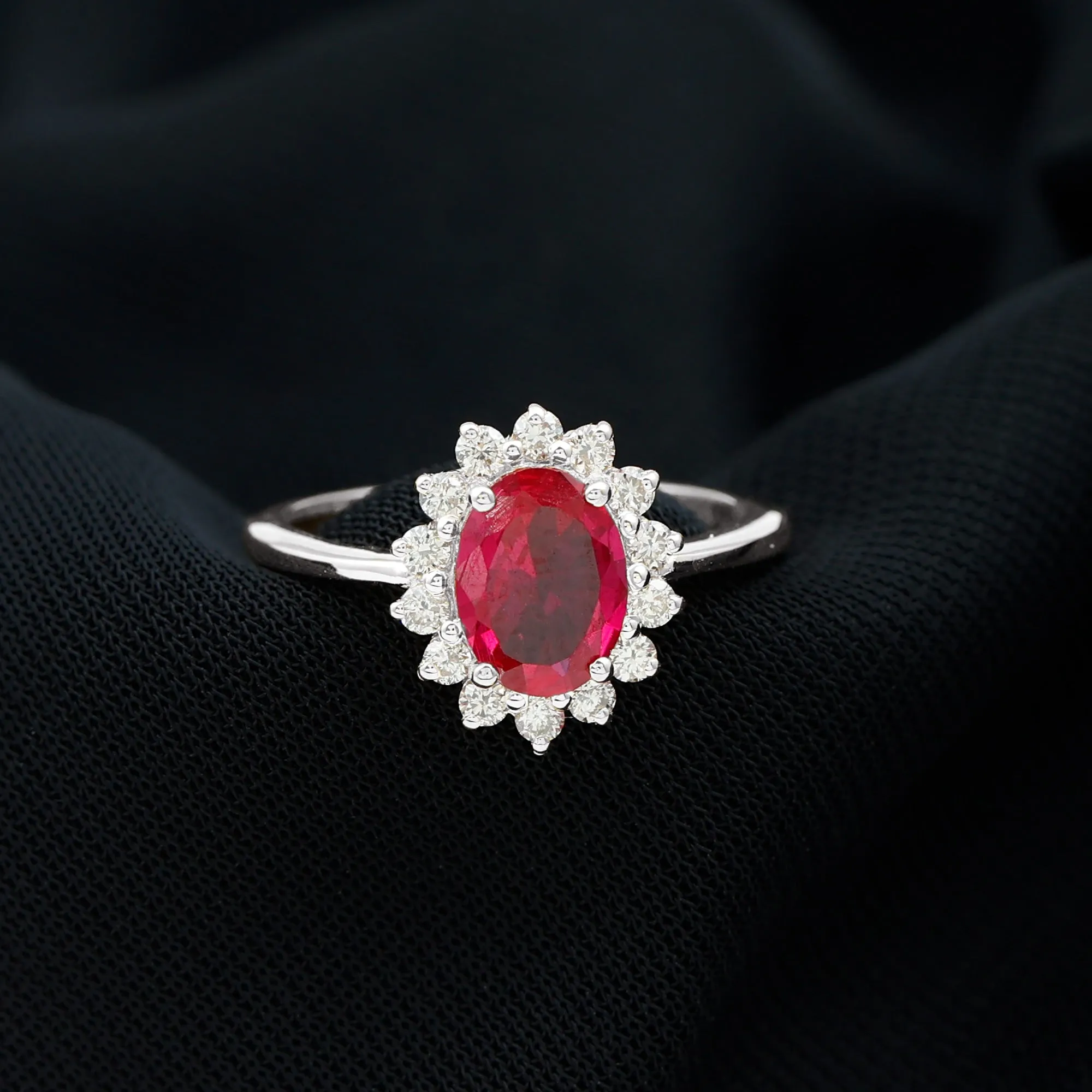 1.50 CT Princess Diana Inspired Created Ruby and Diamond Ring