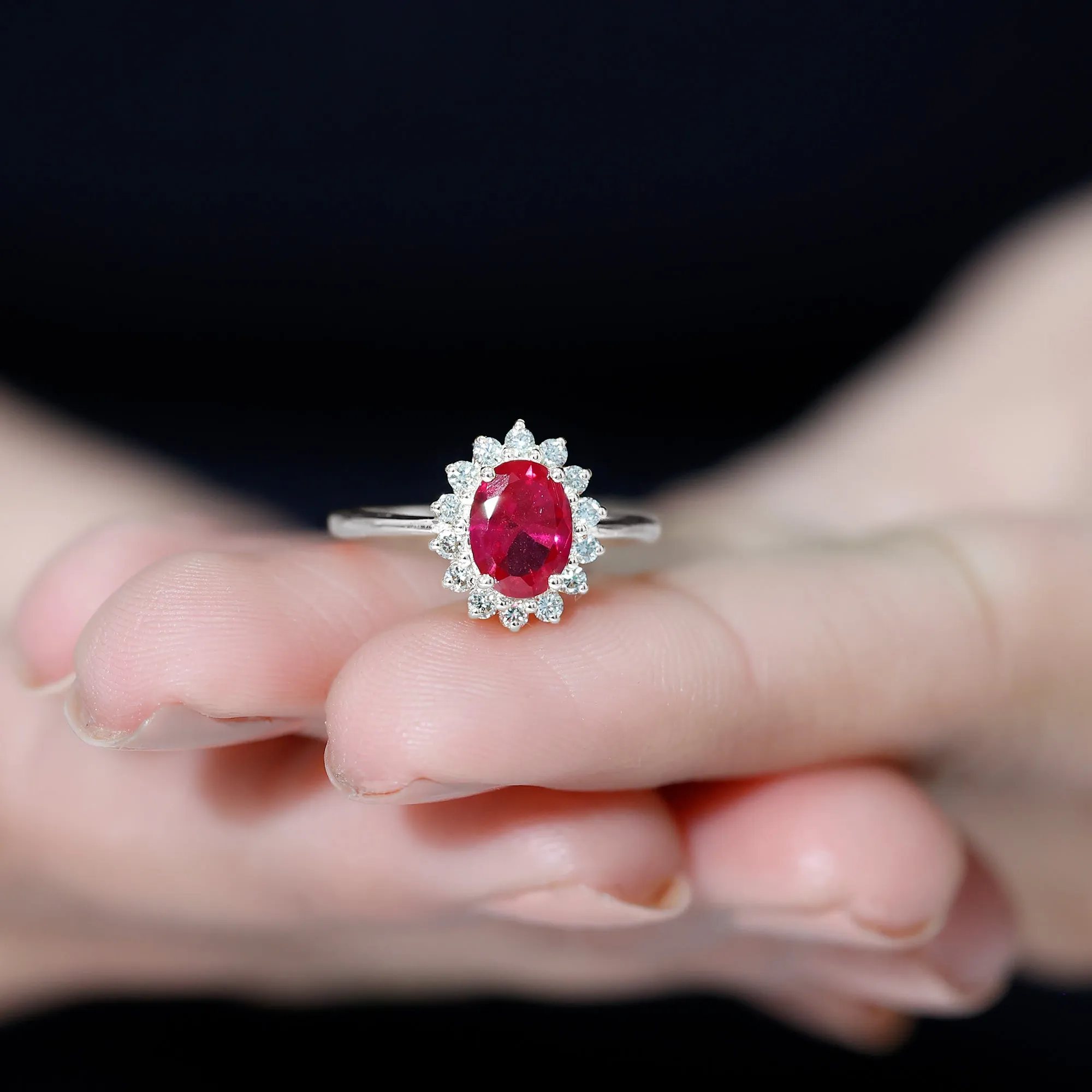 1.50 CT Princess Diana Inspired Created Ruby and Diamond Ring