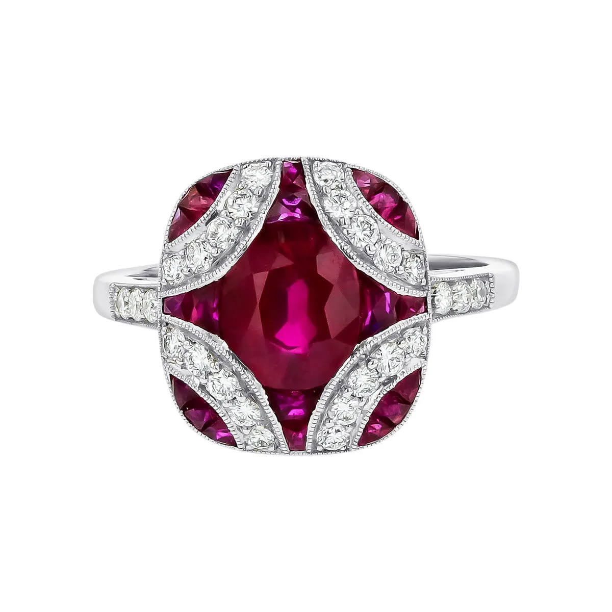 1.69 Carat No-Heat Burma Ruby and Diamond Ring