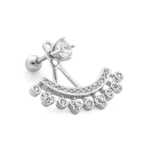 16g 1/4” Crystal Tiara Rhodium Plated Cartilage Earring