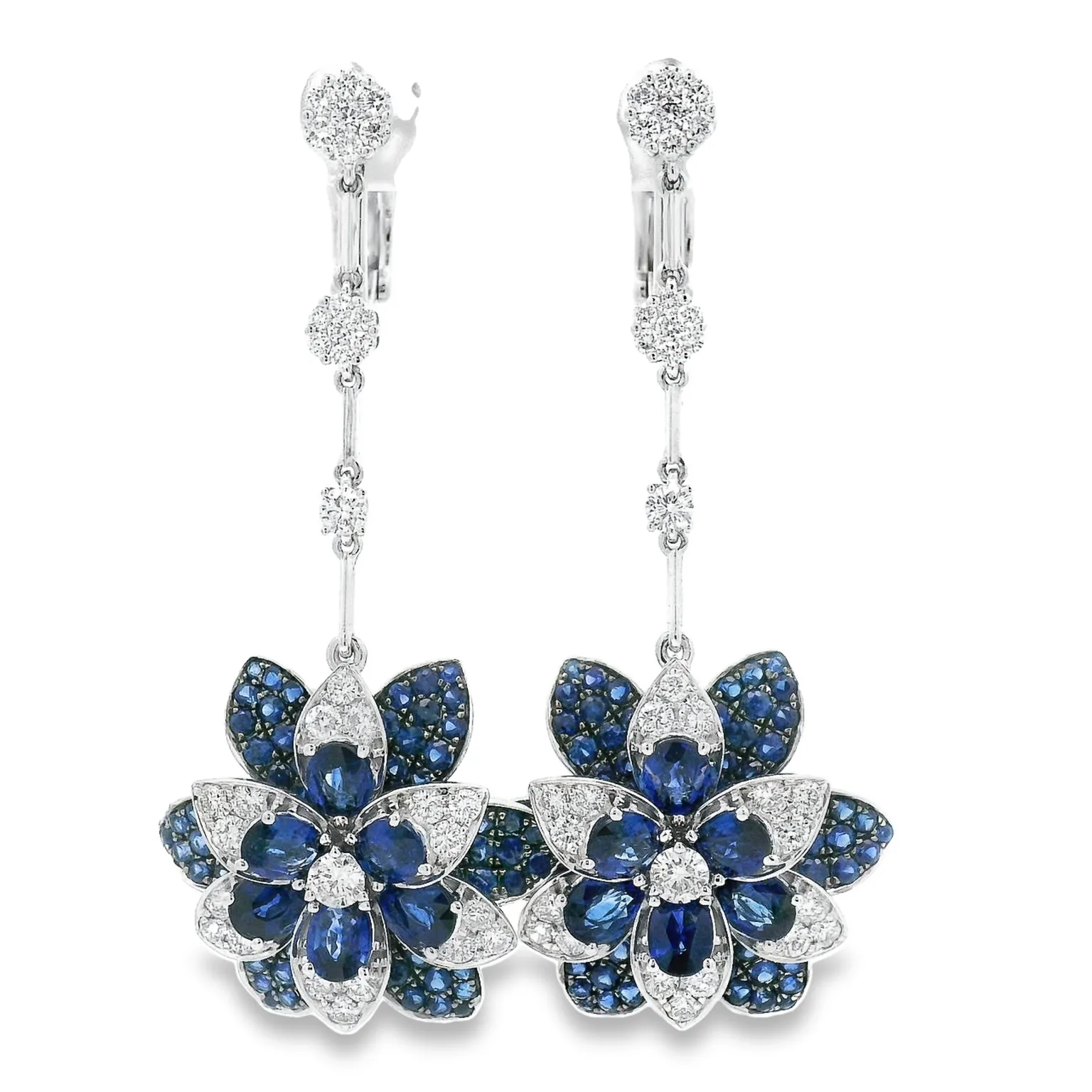 18 Karat White Sapphires Gemstone Earrings