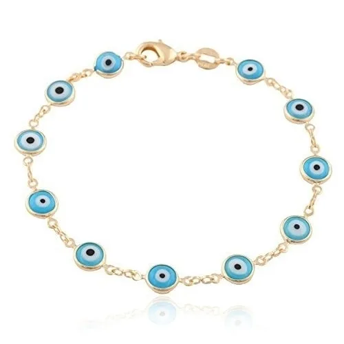 18k Gold Filled Light Blue Color Evil Eye Anklet bracelet