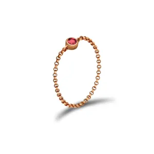 18k Gold July Birthstone Ruby Chain Ring