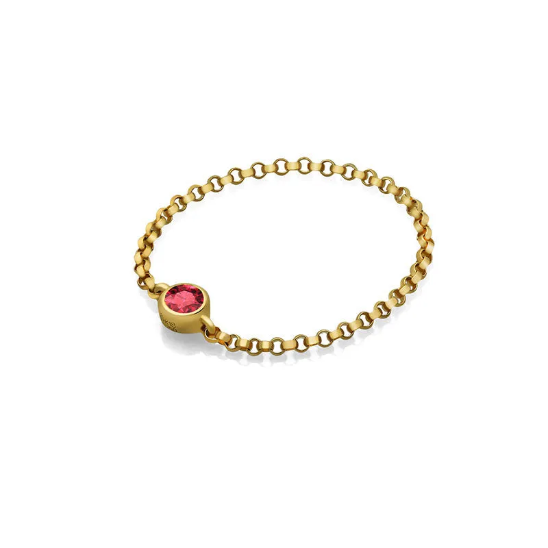 18k Gold July Birthstone Ruby Chain Ring