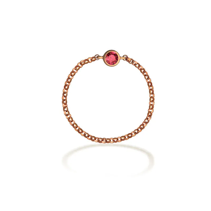 18k Gold July Birthstone Ruby Chain Ring