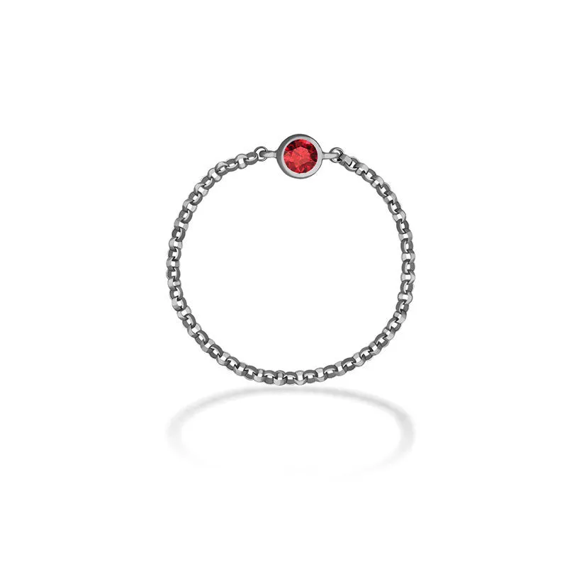 18k Gold July Birthstone Ruby Chain Ring