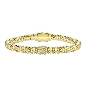 18K Gold X Diamond Caviar Bracelet