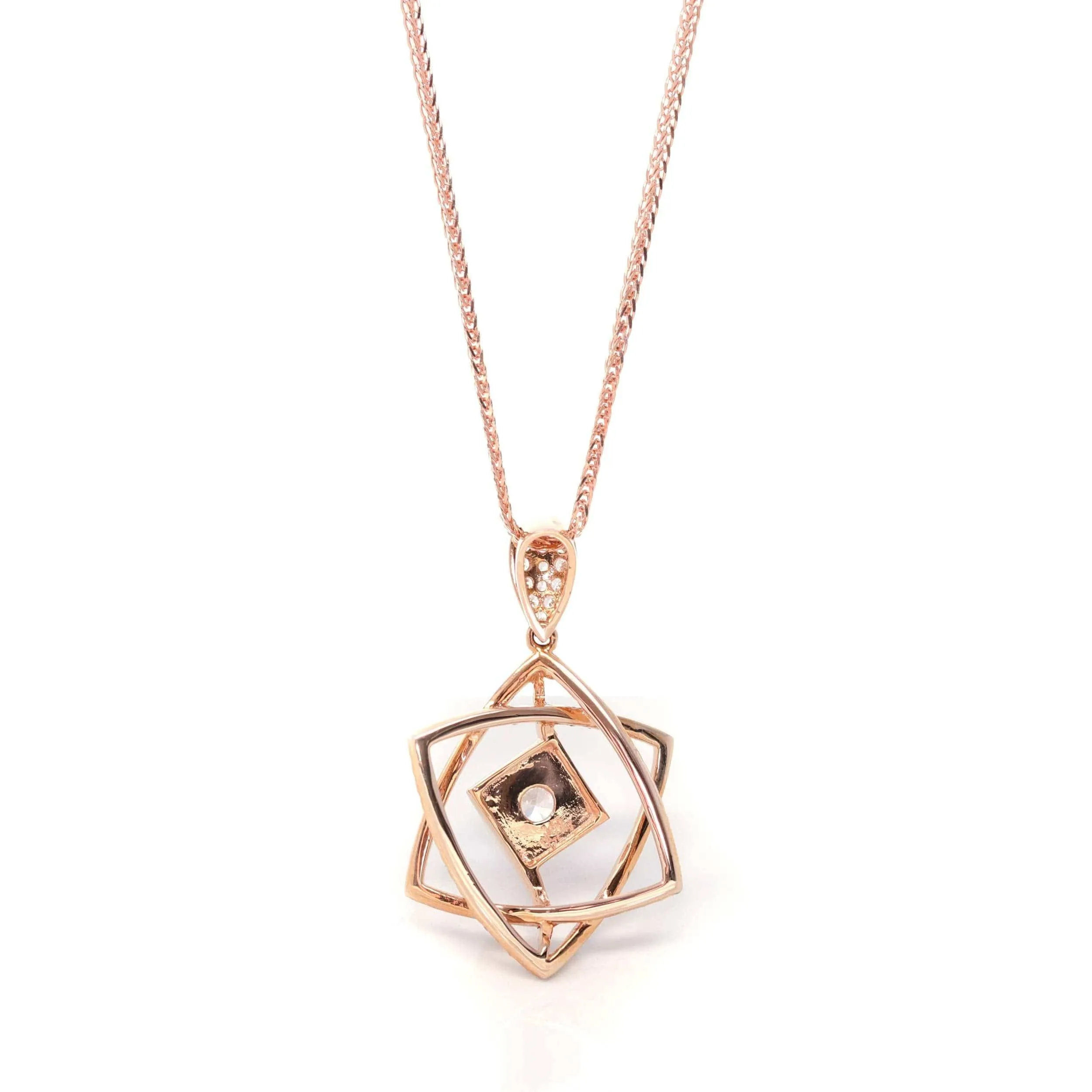 18k Rose Gold Star Necklace with CZ