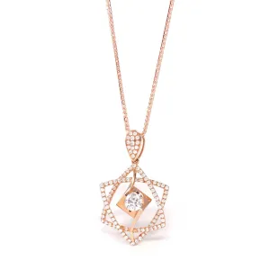 18k Rose Gold Star Necklace with CZ