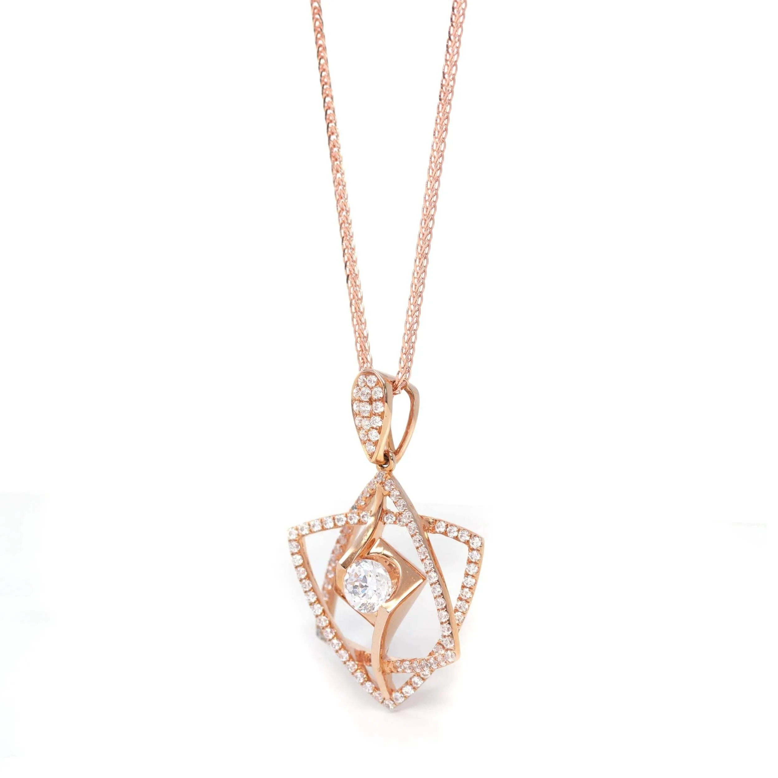 18k Rose Gold Star Necklace with CZ