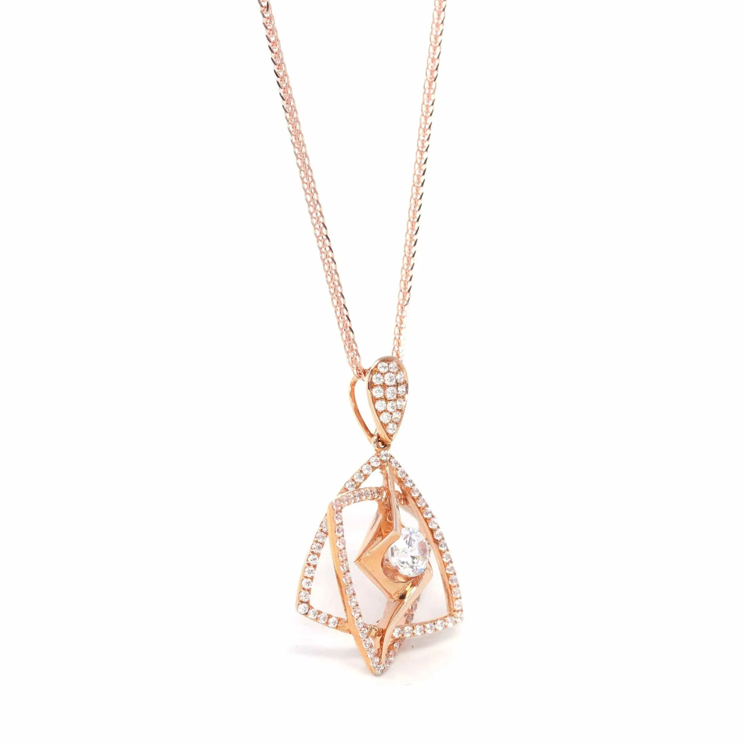 18k Rose Gold Star Necklace with CZ