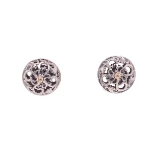 18k White Gold Scroll Studs