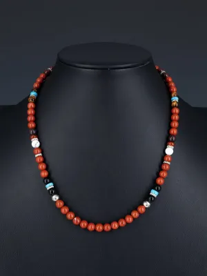 18" Navajo Pipestone Single Strand Beaded Necklace