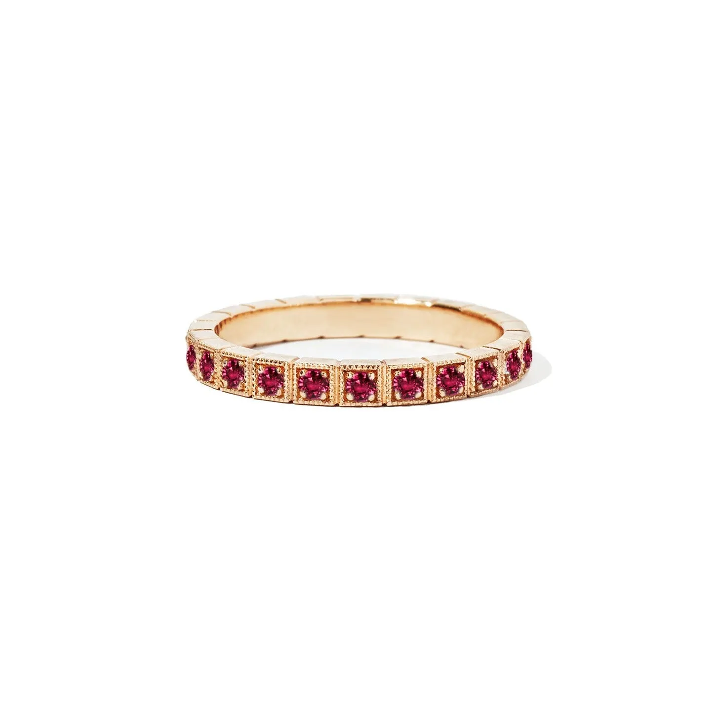 2mm Notched Deco Ruby Eternity Ring