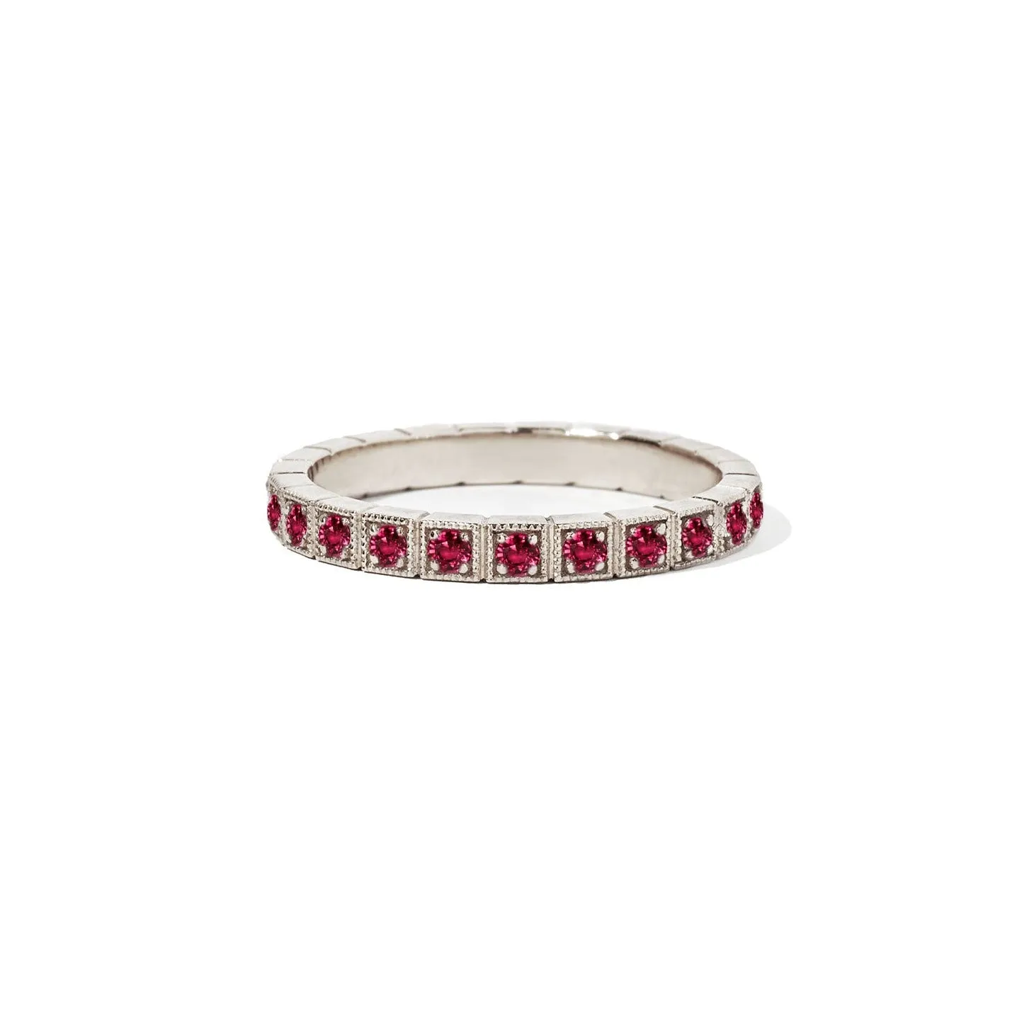 2mm Notched Deco Ruby Eternity Ring