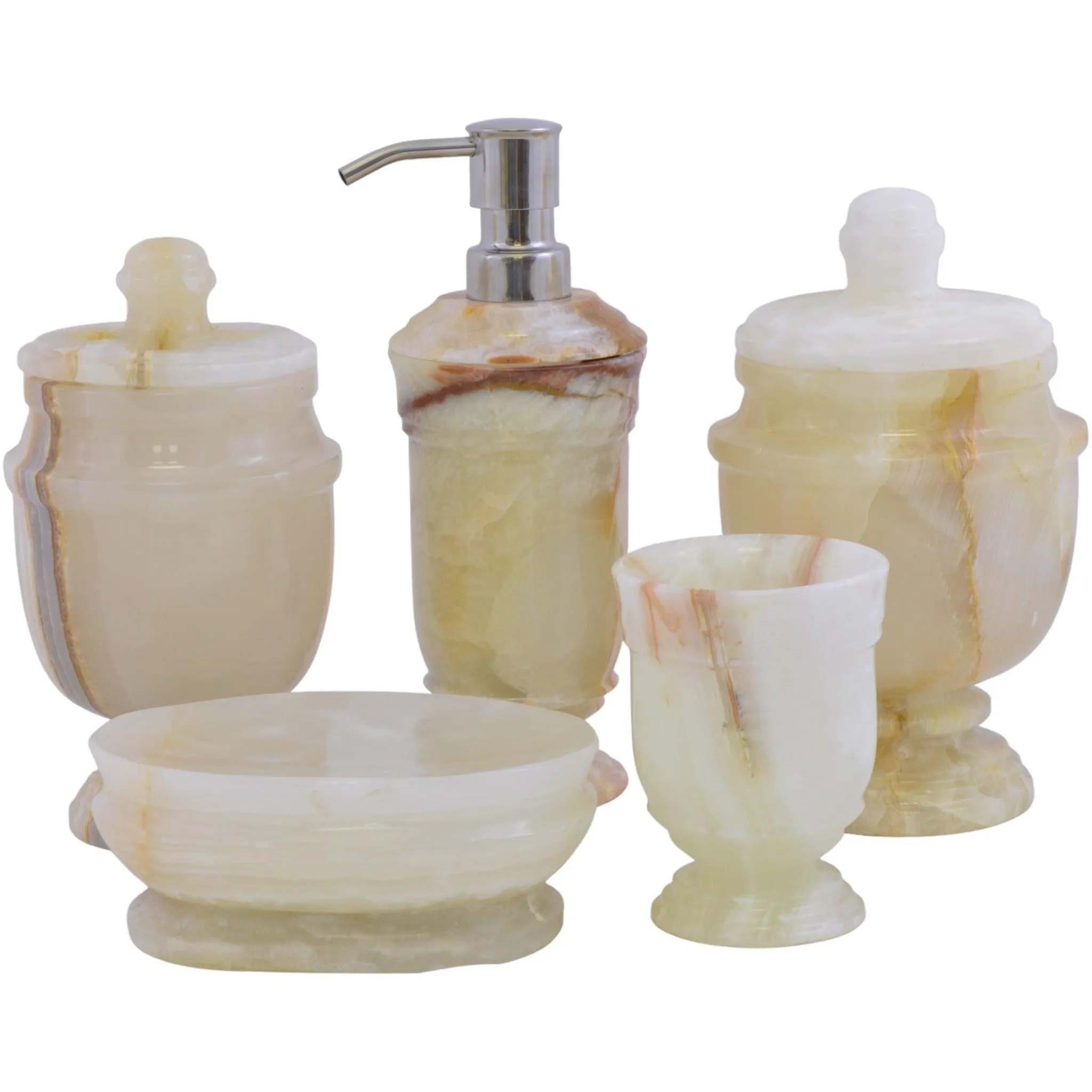 5-Piece bathroom Accessories Set of White Onyx