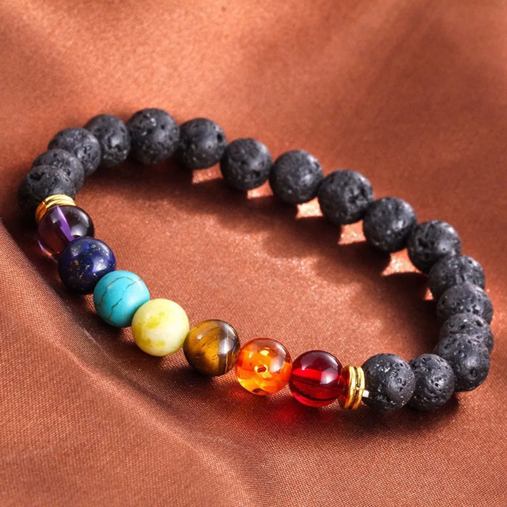 7 Chakra Healing Beaded Bracelet Natural Lava Stone Diffuser Bracelet Jewelry