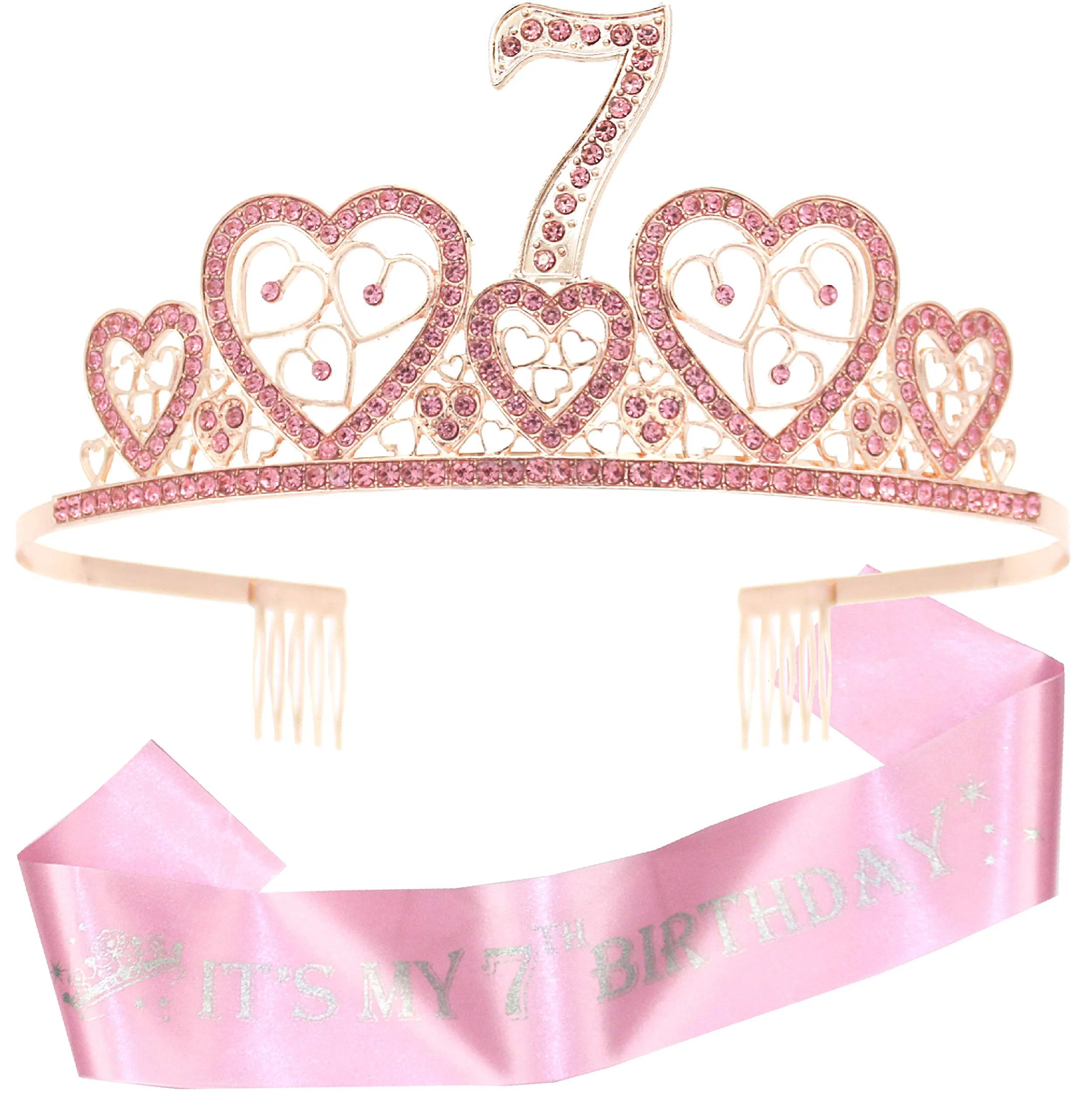 7th Birthday,7th Birthday Girl,7th Birthday Decorations for Girls,7th Birthday Tiara,7th