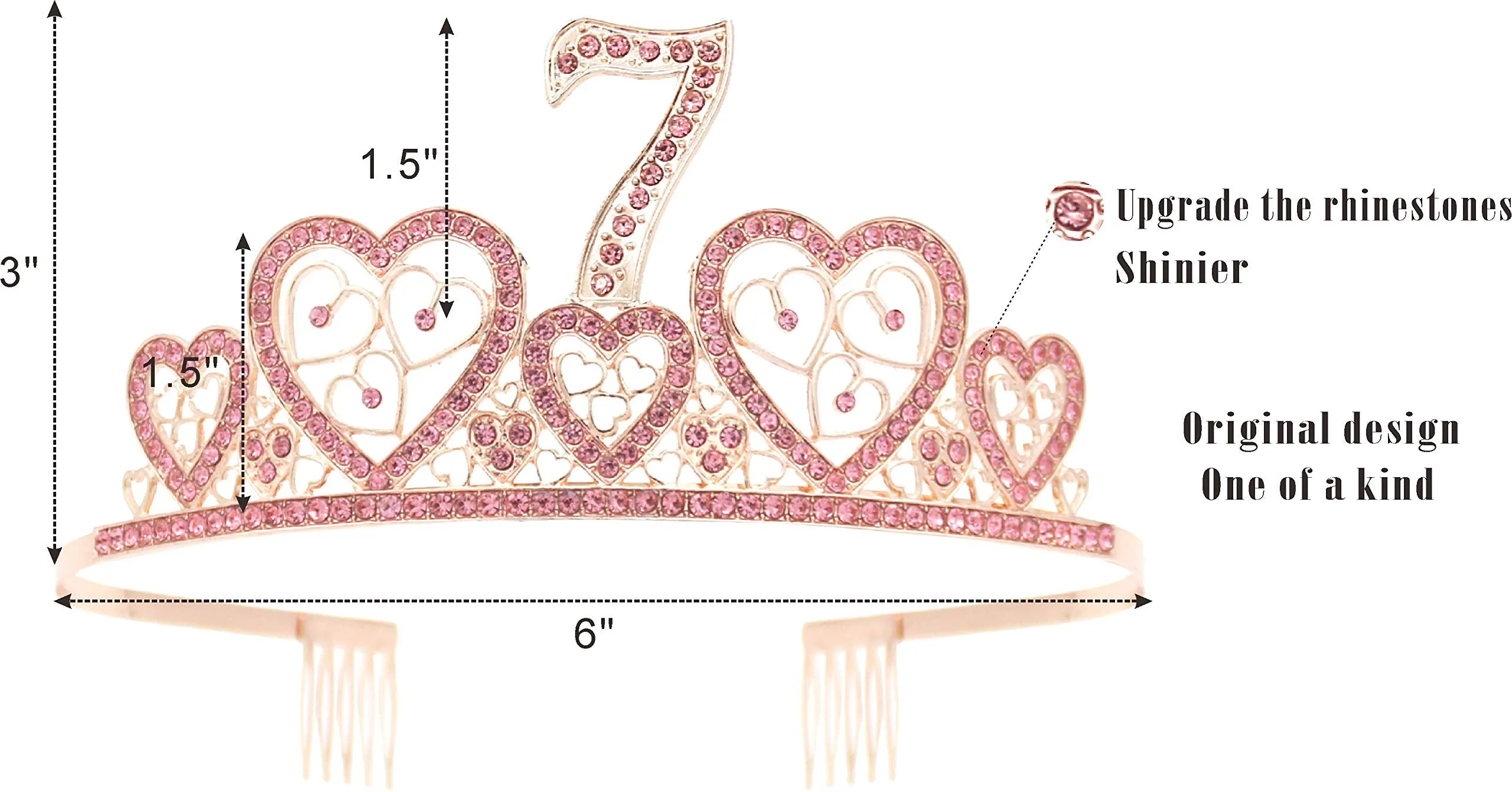 7th Birthday,7th Birthday Girl,7th Birthday Decorations for Girls,7th Birthday Tiara,7th