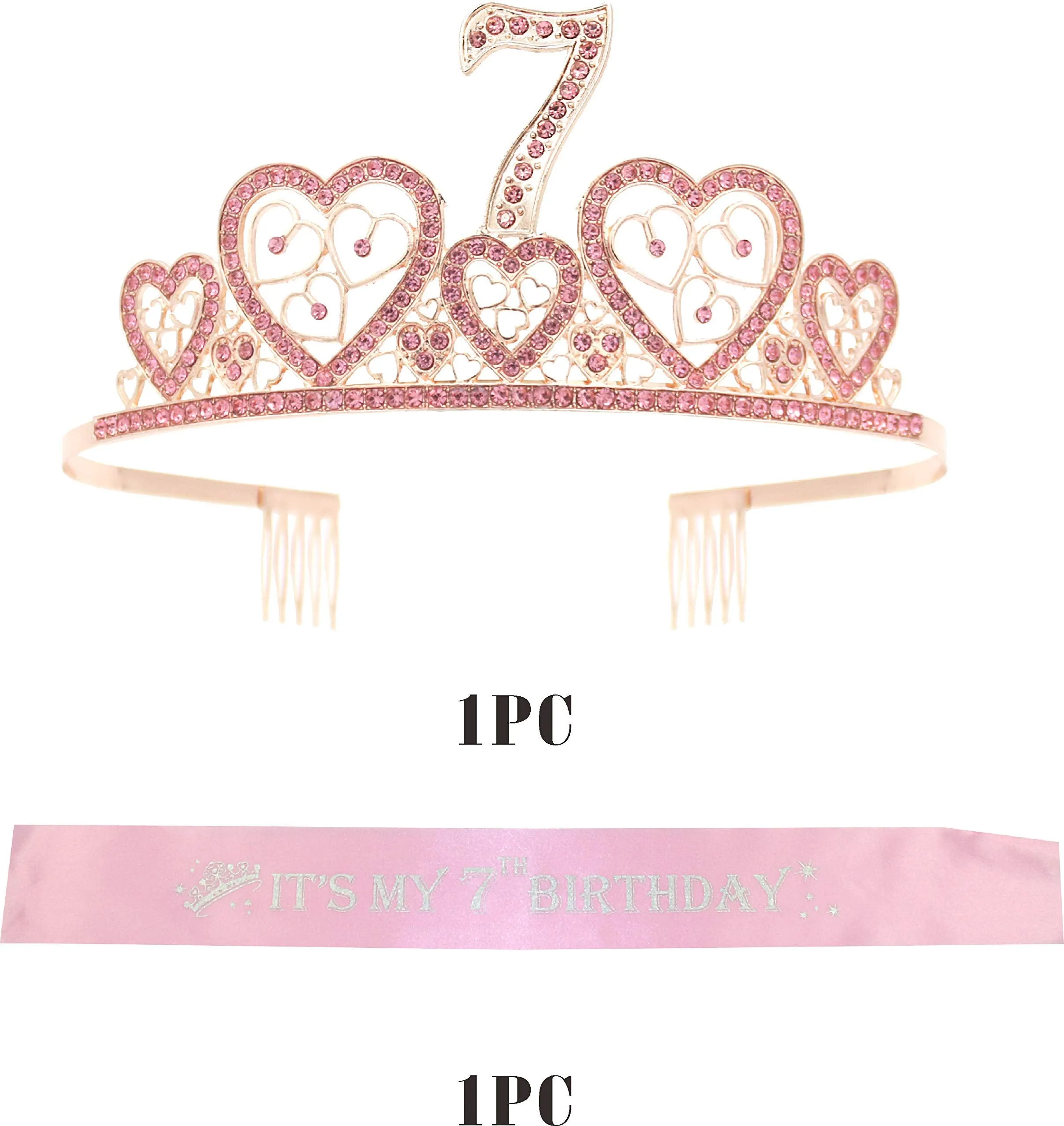 7th Birthday,7th Birthday Girl,7th Birthday Decorations for Girls,7th Birthday Tiara,7th