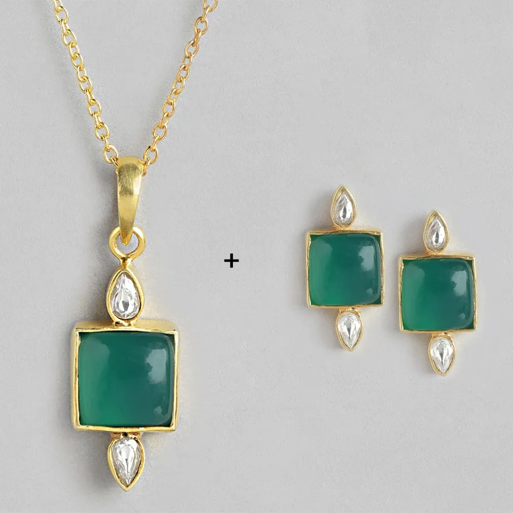 92.5 Silver Serene Green Onyx Necklace