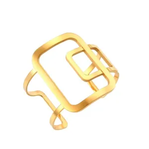 Abstract Rectangle Hollow Cuff Bracelet