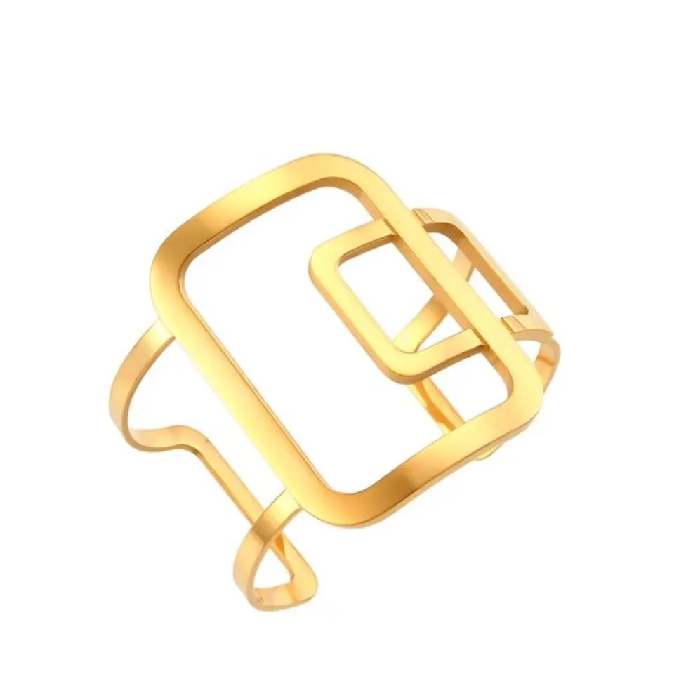 Abstract Rectangle Hollow Cuff Bracelet